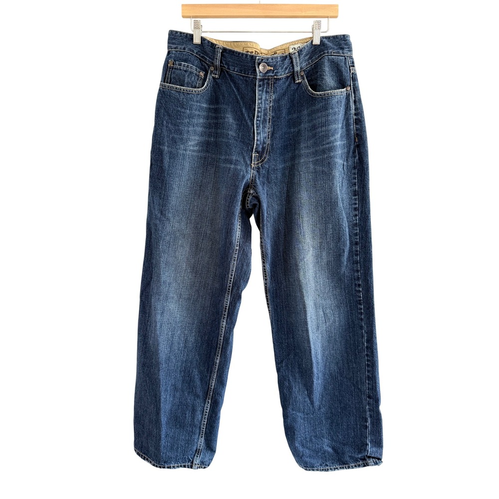 Plugg Relaxed Fit Jeans Size 36 Blue Medium Dark Wash Streetwear